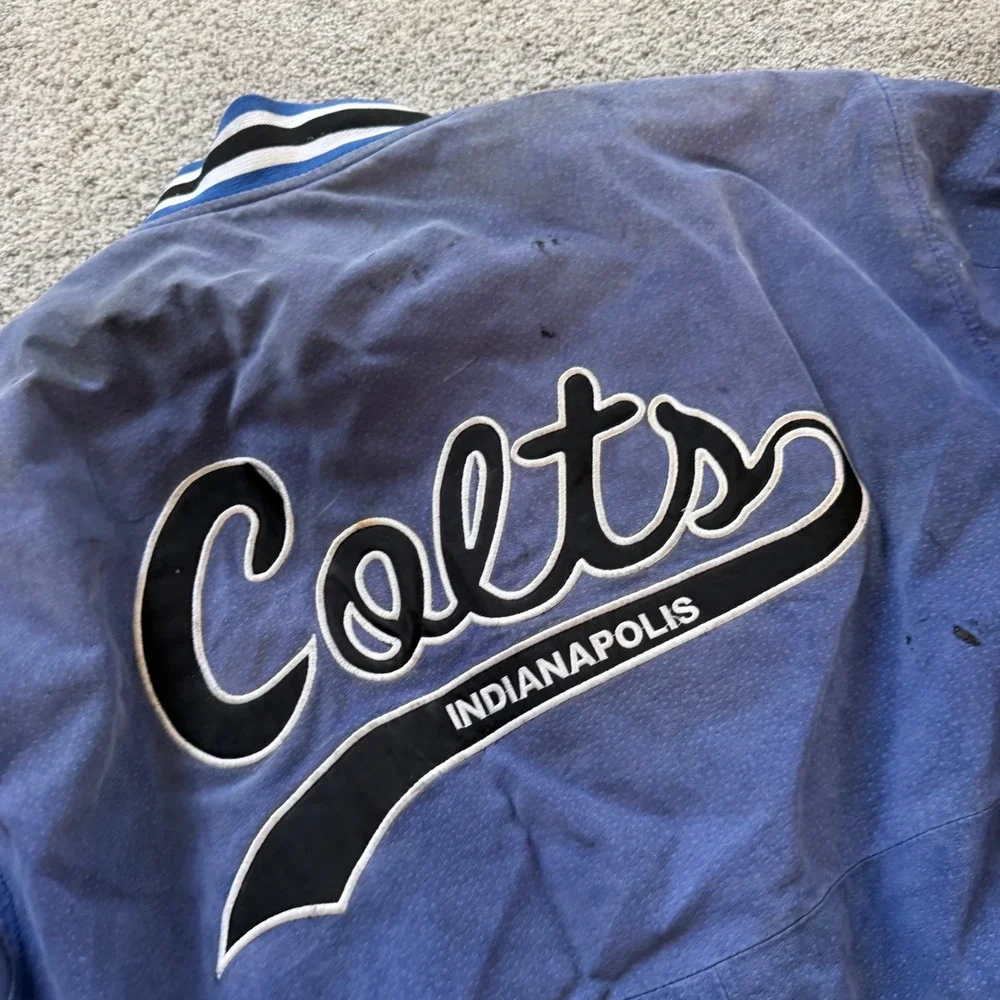 Vintage Spotlight Indianapolis Colts Blue Suede Leather Varsity Jacket Large